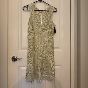 Roark Olive and White Swirl Mini Dress